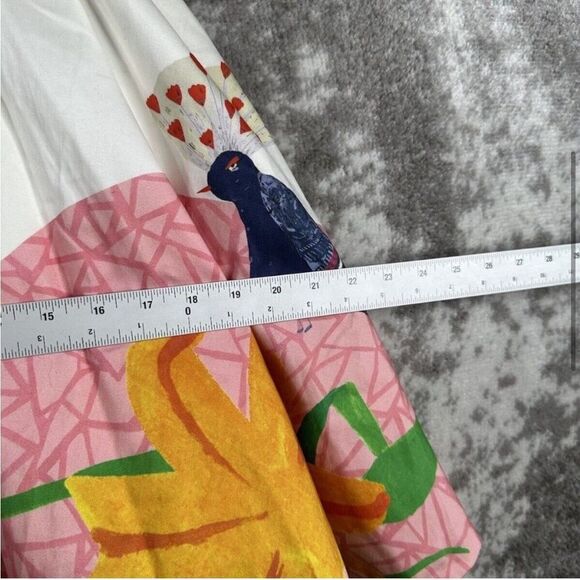 Alice + Olivia Earla Bird Print High Waist Flare A Line Pleated Skirt Womens 2 - Picture 4 of 7